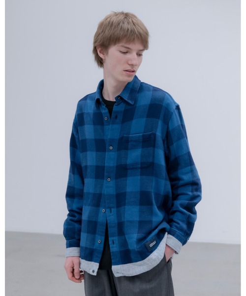 uniform experiment(ユニフォームエクスペリメント)の「LINE FLANNEL CHECK DRAWCORD SHIRT(シャツ/ブラウス・メンズ・ブルー/ブラック・3/4/1/2/5)」の9枚目の写真