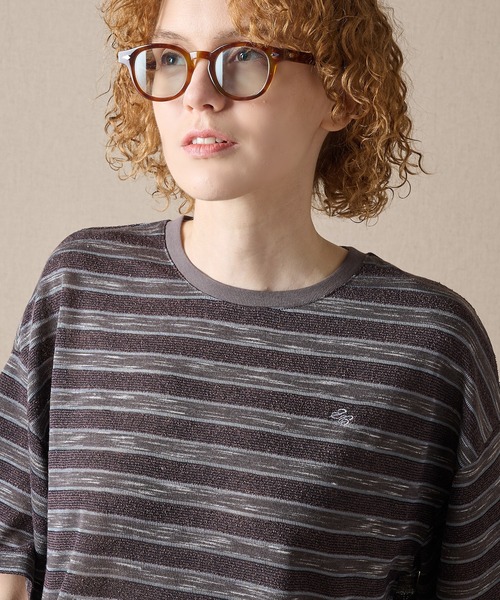 Eddie Bauer(エディーバウアー)の「リラックス 半袖 ボーダーTシャツ(Tシャツ/カットソー・レディース・ダークブラウン/オレンジ系/グリーン・L/M/XL/S)」の5枚目の写真