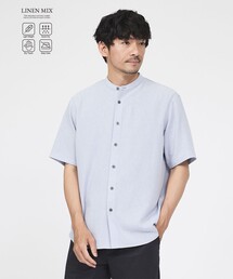 ABAHOUSE GRAY | 【イージーケア】リネンブレンド バンドカラー シャツ(シャツ/ブラウス)