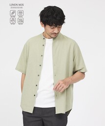 ABAHOUSE GRAY | 【イージーケア】リネンブレンド バンドカラー シャツ(シャツ/ブラウス)