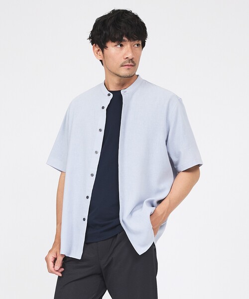 ABAHOUSE GRAY(アバハウスグレイ)の「【イージーケア】リネンブレンド バンドカラー シャツ(シャツ/ブラウス・メンズ・ホワイト/チャコールグレー/モスグリーン/サックスブルー/グレイッシュベージュ・46/50/48)」の16枚目の写真