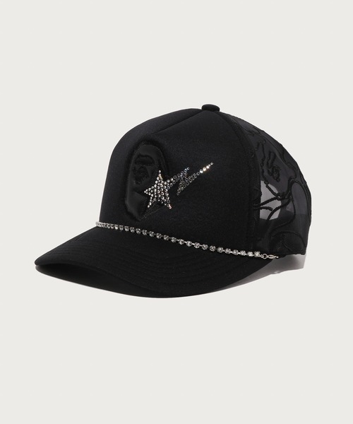 A BATHING APE(アベイシングエイプ)の「APE HEAD CRYSTAL MESH CAP(キャップ・メンズ・ブラック/ネイビー・FREE)」の2枚目の写真