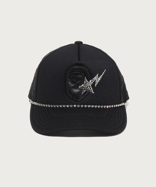 A BATHING APE(アベイシングエイプ)の「APE HEAD CRYSTAL MESH CAP(キャップ・メンズ・ブラック/ネイビー・FREE)」の3枚目の写真
