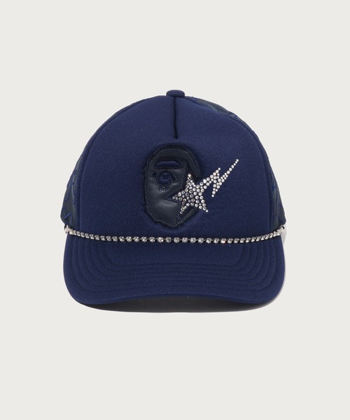 A BATHING APE(アベイシングエイプ)の「APE HEAD CRYSTAL MESH CAP(キャップ・メンズ・ブラック/ネイビー・FREE)」の4枚目の写真