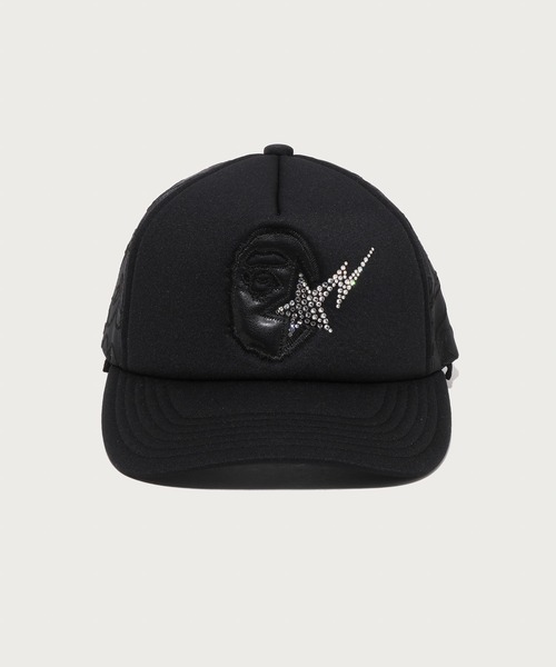 A BATHING APE(アベイシングエイプ)の「APE HEAD CRYSTAL MESH CAP(キャップ・メンズ・ブラック/ネイビー・FREE)」の5枚目の写真