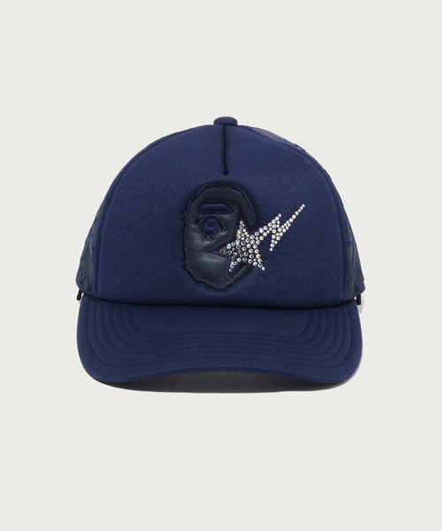 A BATHING APE(アベイシングエイプ)の「APE HEAD CRYSTAL MESH CAP(キャップ・メンズ・ブラック/ネイビー・FREE)」の6枚目の写真