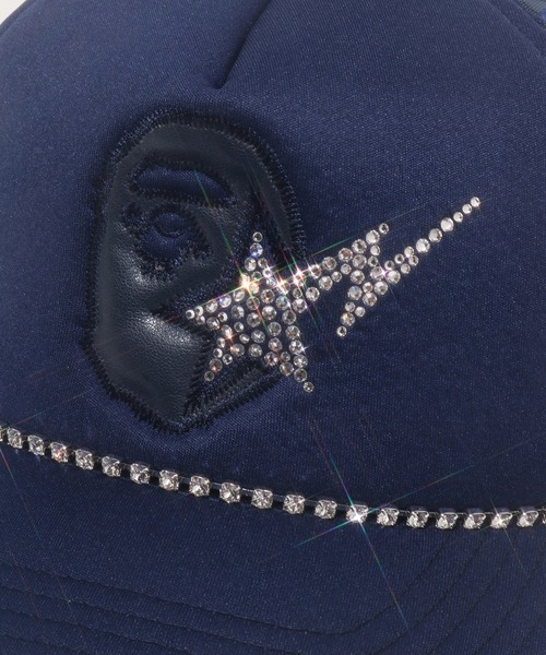 A BATHING APE(アベイシングエイプ)の「APE HEAD CRYSTAL MESH CAP(キャップ・メンズ・ブラック/ネイビー・FREE)」の10枚目の写真