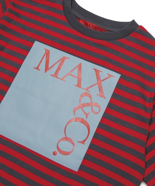 MAX&Co.(マックス アンド コー)の「Max&Co.(マックスアンドコー)Kids & Junior ブランドロゴ半袖ボーダーTシャツカットソー(Tシャツ/カットソー・キッズ・ホワイト×レッド/レッド・12Y/16Y/14Y)」の4枚目の写真