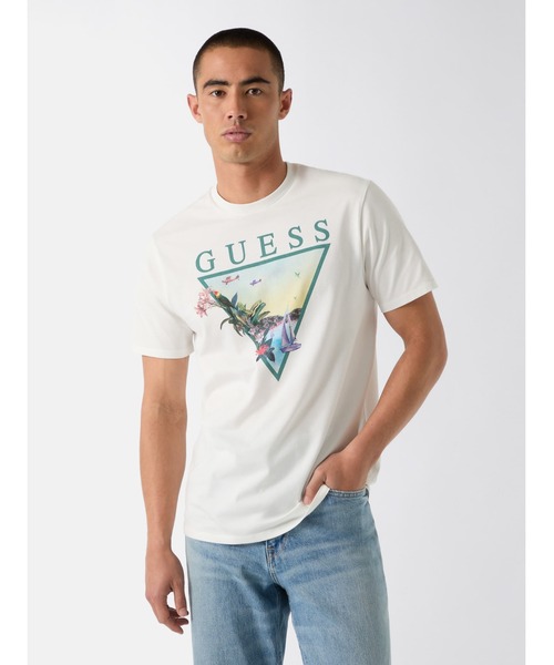 Guess(ゲス)の「SUNSET Triangle Tee(Tシャツ/カットソー・メンズ・ホワイト/ブラック・SMALL/MEDIUM/LARGE/X-LARGE/XX-LARGE)」の9枚目の写真