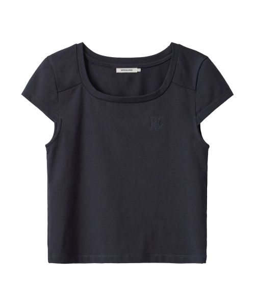 WOOALONG(ウアロン)の「Slim cotton square neck cap t-shirts - CHACOAL(Tシャツ/カットソー・レディース・チャコール・SMALL/MEDIUM)」の5枚目の写真