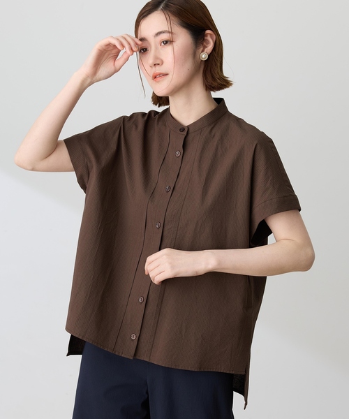 Petit Honfleur（プチオンフルール）の「サッカーバンドカラーブラウス（シャツ/ブラウス・レディース・レッド/ブラウン/ネイビー・9号/13号/11号）」の15枚目の写真