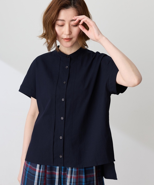 Petit Honfleur（プチオンフルール）の「サッカーバンドカラーブラウス（シャツ/ブラウス・レディース・レッド/ブラウン/ネイビー・9号/13号/11号）」の16枚目の写真
