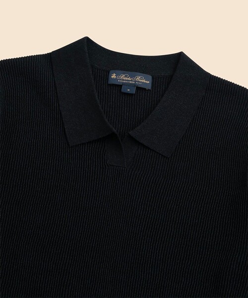 BROOKS BROTHERS(ブルックスブラザーズ)の「コットン/ナイロン ショートスリーブ ジョニーカラー サマーセーター(ニット/セーター・メンズ・ブラウン/ブラック・X-LARGE/SMALL/MEDIUM/LARGE)」の4枚目の写真