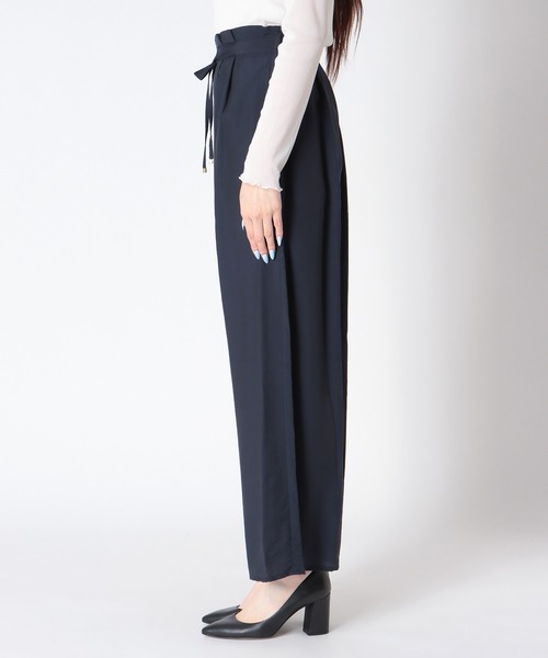 Jines（ジネス）の「テンセルナイロンワイドパンツ（スラックス・レディース・モカ/ネイビー/チャコールグレー・38）」の9枚目の写真