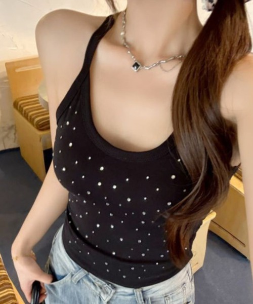 HALEY PESCA(ヘーリーペスカ)の「HALEY PESCA/【カップ付き】ラインストーンドット キャミソール(キャミソール・レディース・グレー・FREE)」の17枚目の写真