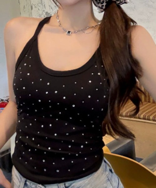 HALEY PESCA(ヘーリーペスカ)の「HALEY PESCA/【カップ付き】ラインストーンドット キャミソール(キャミソール・レディース・グレー・FREE)」の18枚目の写真