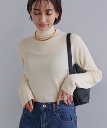 ウール混リブニットトップス