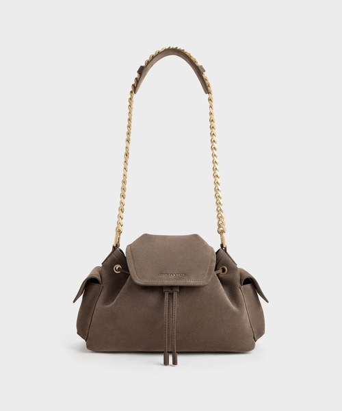 CHARLES & KEITH(チャールズ & キース)の「Noane ノアン サイドポケット バケツバッグ(ショルダーバッグ・レディース・レディッシュグレー・M)」の2枚目の写真