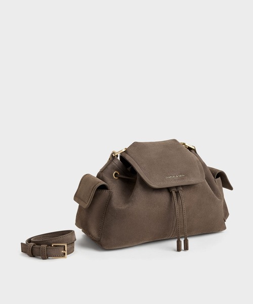 CHARLES & KEITH(チャールズ & キース)の「Noane ノアン サイドポケット バケツバッグ(ショルダーバッグ・レディース・レディッシュグレー・M)」の3枚目の写真