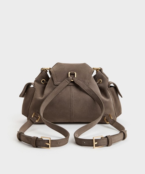 CHARLES & KEITH(チャールズ & キース)の「Noane ノアン サイドポケット バケツバッグ(ショルダーバッグ・レディース・レディッシュグレー・M)」の4枚目の写真