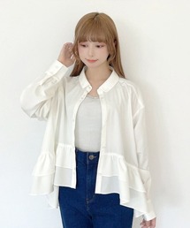【UVカット】ラッフルヘムUVカットオーバーシャツ/fint フィント
