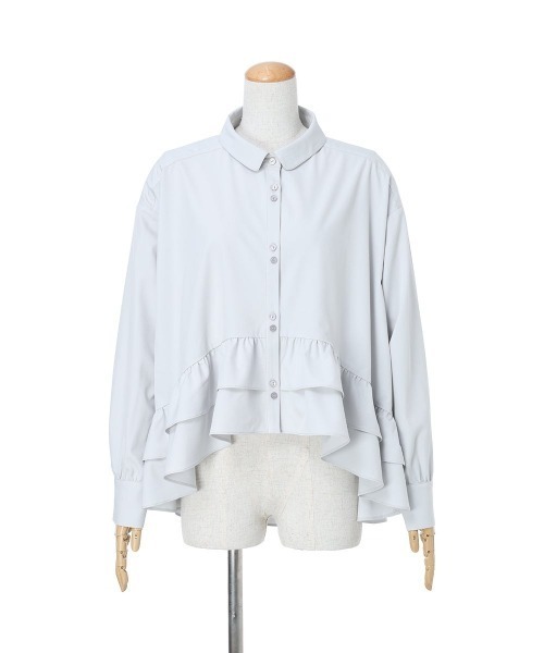 F i.n.t（フィント）の「【UVカット】ラッフルヘムUVカットオーバーシャツ/fint フィント（シャツ/ブラウス・レディース・オフホワイト/ライトグレー・FREE）」の15枚目の写真