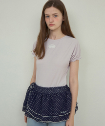 Embo dot shirring skirt_Navy(O25-SK08)