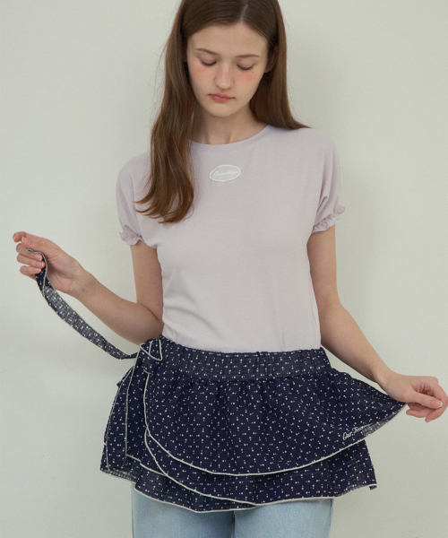 OURNOSTALGIA（アワー ノスタルジア）の「Embo dot shirring skirt_Navy(O25-SK08)（スカート・レディース・Beige・FREE）」の4枚目の写真