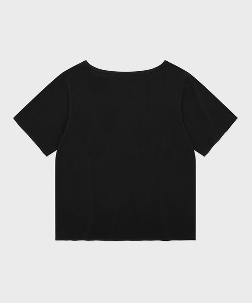 Wacky WiLLy(ワッキーウィリー)の「WOMEN'S GRAPHIC BUTTON OFF-SHOULDER SHORT SLEEVE T-SHIRT(Tシャツ/カットソー・レディース・チャコールグレー/ブラック・FREE)」の4枚目の写真