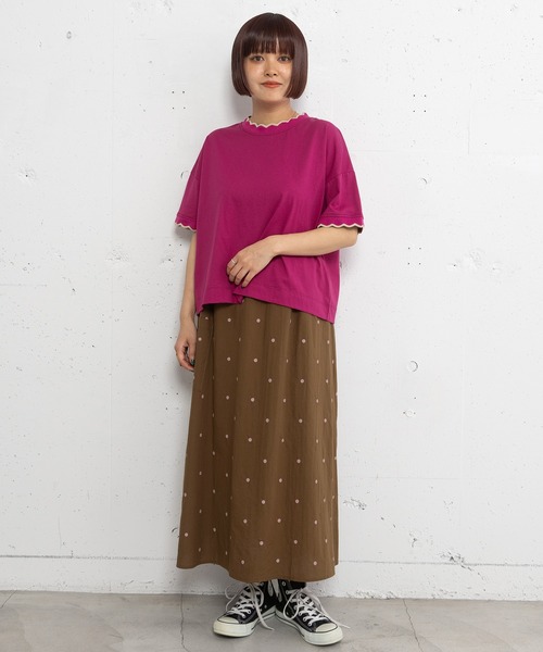 POU DOU DOU(プードゥドゥ)の「なみなみニットリブTee(Tシャツ/カットソー・レディース・オフホワイト/ダークグレー/パープル・3)」の5枚目の写真