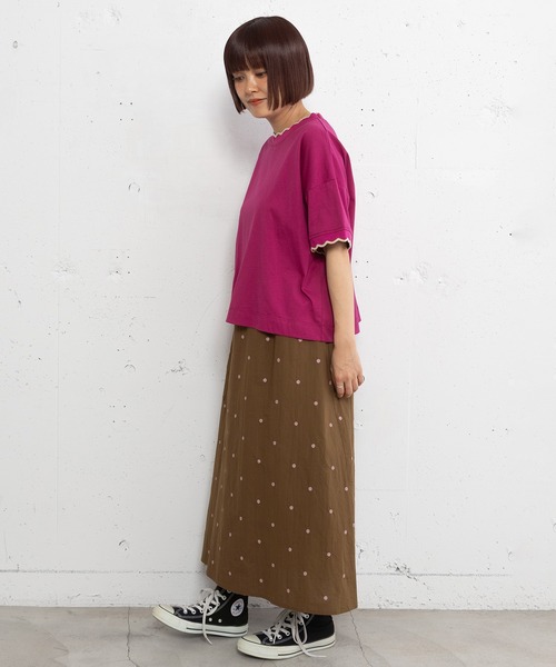 POU DOU DOU(プードゥドゥ)の「なみなみニットリブTee(Tシャツ/カットソー・レディース・オフホワイト/ダークグレー/パープル・3)」の6枚目の写真