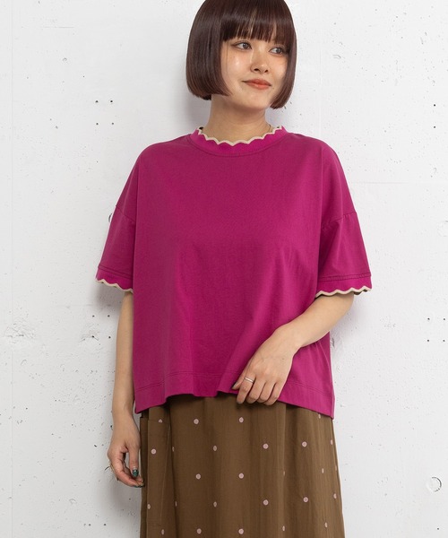 POU DOU DOU(プードゥドゥ)の「なみなみニットリブTee(Tシャツ/カットソー・レディース・オフホワイト/ダークグレー/パープル・3)」の8枚目の写真