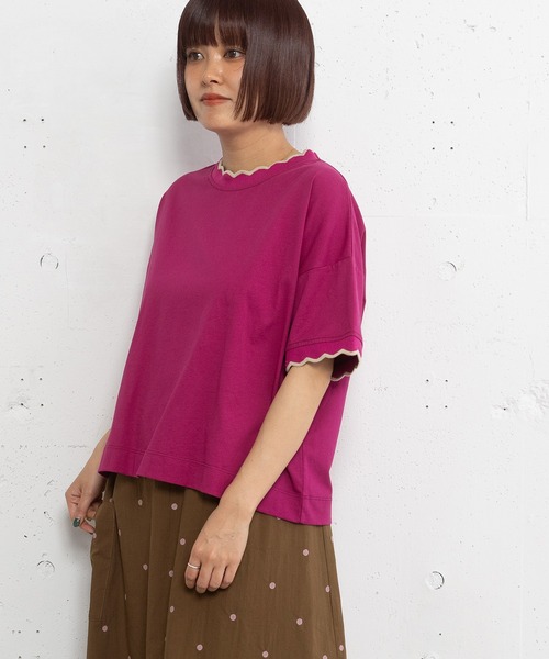 POU DOU DOU(プードゥドゥ)の「なみなみニットリブTee(Tシャツ/カットソー・レディース・オフホワイト/ダークグレー/パープル・3)」の9枚目の写真