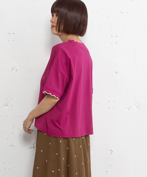 POU DOU DOU(プードゥドゥ)の「なみなみニットリブTee(Tシャツ/カットソー・レディース・オフホワイト/ダークグレー/パープル・3)」の10枚目の写真