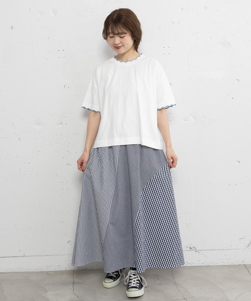 POU DOU DOU(プードゥドゥ)の「なみなみニットリブTee(Tシャツ/カットソー・レディース・オフホワイト/ダークグレー/パープル・3)」の13枚目の写真