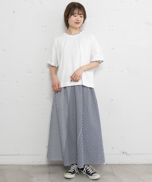 POU DOU DOU(プードゥドゥ)の「なみなみニットリブTee(Tシャツ/カットソー・レディース・オフホワイト/ダークグレー/パープル・3)」の14枚目の写真
