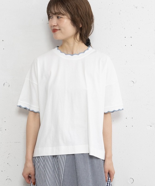 POU DOU DOU(プードゥドゥ)の「なみなみニットリブTee(Tシャツ/カットソー・レディース・オフホワイト/ダークグレー/パープル・3)」の17枚目の写真