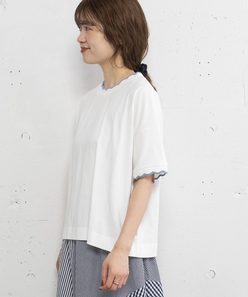 POU DOU DOU(プードゥドゥ)の「なみなみニットリブTee(Tシャツ/カットソー・レディース・オフホワイト/ダークグレー/パープル・3)」の18枚目の写真