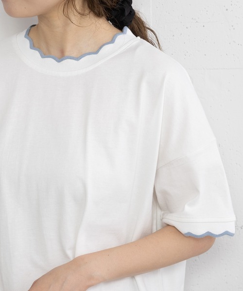 POU DOU DOU(プードゥドゥ)の「なみなみニットリブTee(Tシャツ/カットソー・レディース・オフホワイト/ダークグレー/パープル・3)」の20枚目の写真