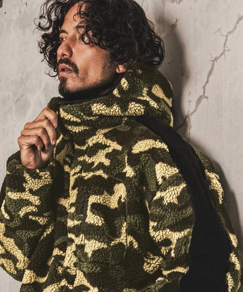 wjk reluxe（ダブルジェーケーリラックス）の「mpa4182- Camouflage Boa Hoodie ボアパーカー(WR26W-10)（パーカー・メンズ・グリーン系カモフラージュ/カモフラージュ/ブラック・M/S/L）」の6枚目の写真