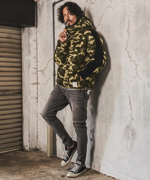 wjk reluxe（ダブルジェーケーリラックス）の「mpa4182- Camouflage Boa Hoodie ボアパーカー(WR26W-10)（パーカー・メンズ・グリーン系カモフラージュ/カモフラージュ/ブラック・M/S/L）」の7枚目の写真