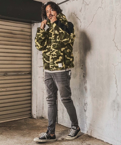 wjk reluxe（ダブルジェーケーリラックス）の「mpa4182- Camouflage Boa Hoodie ボアパーカー(WR26W-10)（パーカー・メンズ・グリーン系カモフラージュ/カモフラージュ/ブラック・M/S/L）」の8枚目の写真