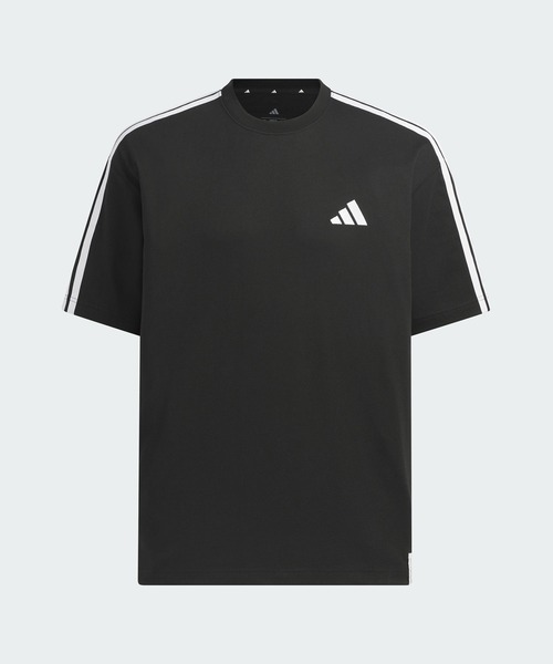 adidas（アディダス）の「エッセンシャルズ プラス ルーズフィット スリーストライプス シングルジャージー半袖Tシャツ / アディダス adidas（Tシャツ/カットソー・メンズ・ブラック・XX-LARGE/X-SMALL/X-LARGE/SMALL/3XL/LARGE/MEDIUM）」の6枚目の写真