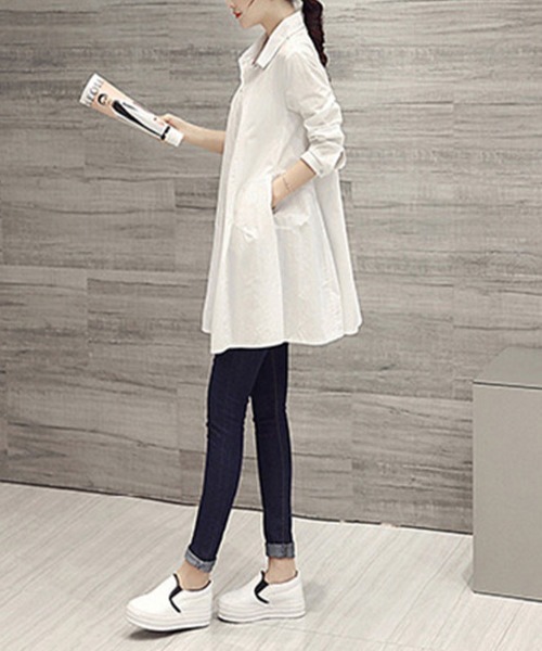 Flugge(フラッジー)の「ミドル丈フレアシャツ(シャツ/ブラウス・レディース・ホワイト/ブラック・MEDIUM/LARGE)」の7枚目の写真