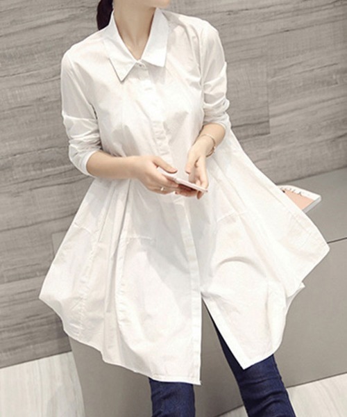 Flugge(フラッジー)の「ミドル丈フレアシャツ(シャツ/ブラウス・レディース・ホワイト/ブラック・MEDIUM/LARGE)」の9枚目の写真