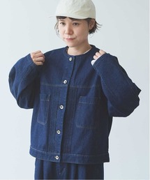 10oz denim pin tuck cocoon ブルゾン