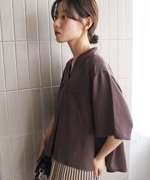 le.coeur blanc(ルクールブラン)の「フィブリルツイルポケットブラウス(シャツ/ブラウス・レディース・ダークブラウン/ブラック/ピンク系その他/アイボリー・38)」の7枚目の写真