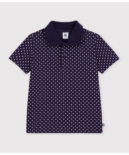 PETIT BATEAU(プチバトー)の「鹿の子編み半袖ポロシャツ(ポロシャツ・キッズ・ブルー系その他・3YEAR/4YEAR/5YEAR)」の1枚目の写真