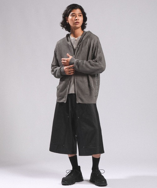 RAGEBLUE（レイジブルー）の「LOOSE MESH ZIP-UP HOODIE/ルーズメッシュZIPパーカー（パーカー・メンズ・ブラック/グレー・FREE）」の18枚目の写真