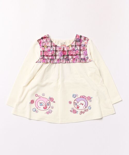 ANPANMAN KIDS COLLECTION(アンパンマンキッズコレクション)の「総柄切替アップリケTシャツ(Tシャツ/カットソー・キッズ・オフホワイト/ピンク・90cm/80cm/110cm/100cm/120cm)」の1枚目の写真